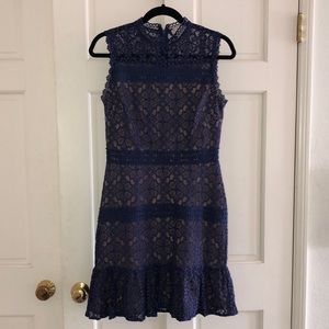 Chelsea 28 Purple Mockneck Sleeveless Lace Dress // Sz S